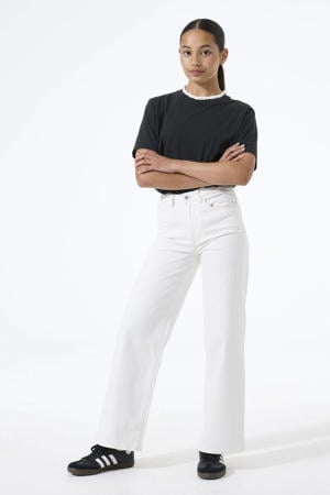 Annemay Wide high waist wide leg jeans wit