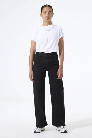 high waist wide leg jeans black denim