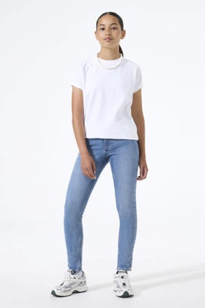 high waist slim fit jeans medium blue denim