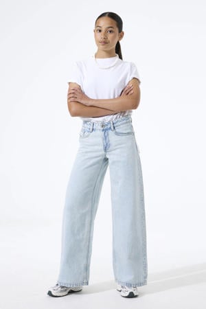 wide leg jeans light blue denim