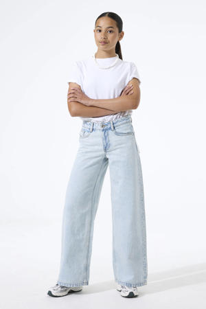 wide leg jeans light blue denim