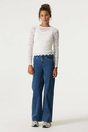 Annemay Wide high waist wide leg jeans dark blue denim