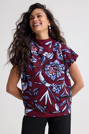 top met plooien detail bloemenprint