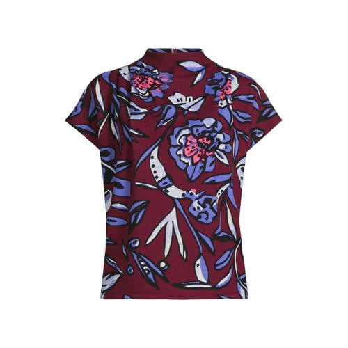 Ruby top met plooien detail bloemenprint afbeelding