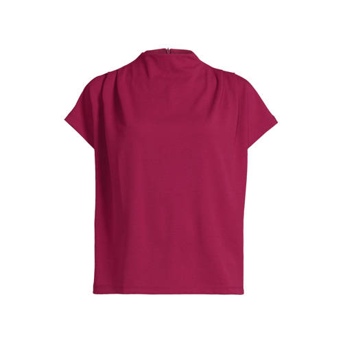Ruby top met plooien detail wijnrood afbeelding