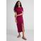 Ruby midi jurk met plooien detail wijnrood