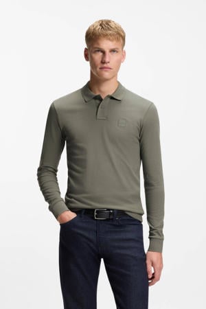 slim polo grijsgroen