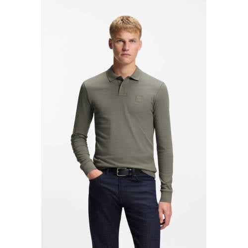 BOSS slim polo grijsgroen afbeelding