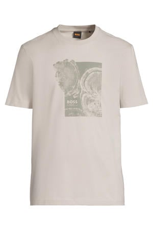 regular fit T-shirt met print - grijs