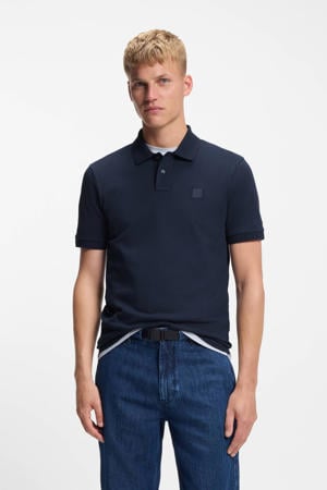 slim polo donkerblauw
