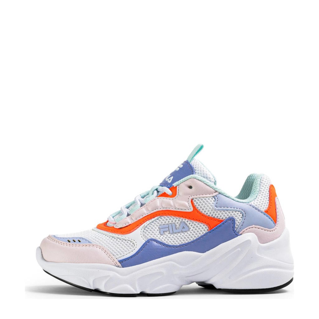 Koraalrood en lichtblauwe jongens en meisjes Fila Collene CB sneakers van mesh-pu/voering: mesh/voetbed: eva met veters