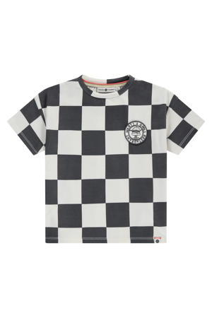 geruit T-shirt antraciet