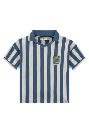 gestreept T-shirt grof gebreid blauw