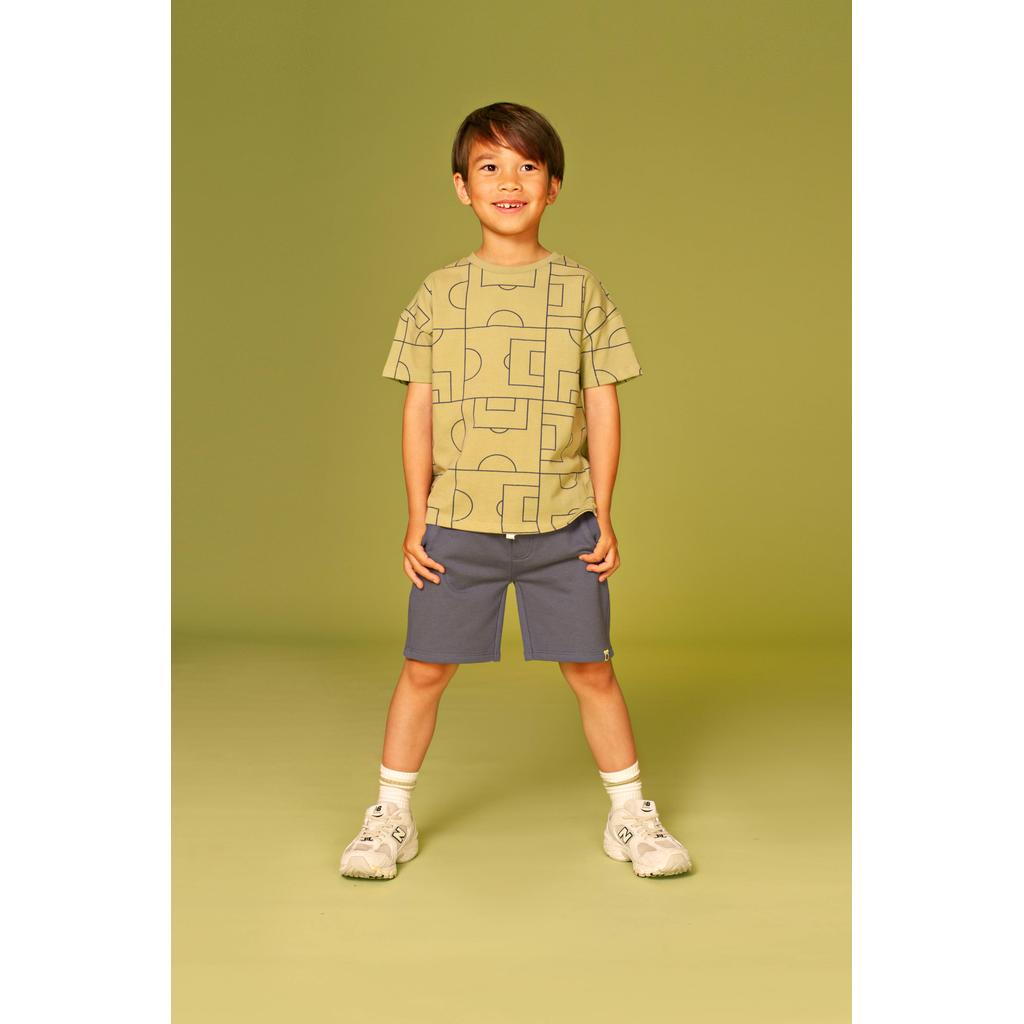 Groene jongens Stains&Stories T-shirt van katoen met korte mouwen en ronde hals