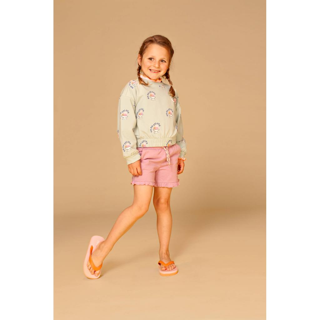 Lilakleurige meisjes Stains&Stories sweatshort met elastische tailleband met koord en effen