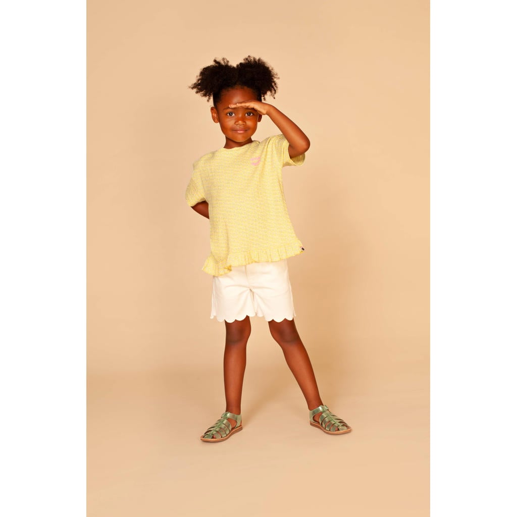 Witte meisjes Stains&Stories short van denim met rits- en knoopsluiting en effen