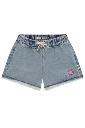 casual short light blue denim