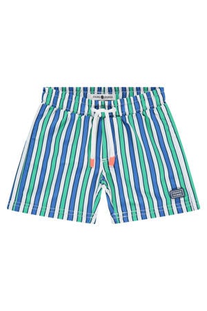 zwemshort met strepenprint blauw/groen/wit