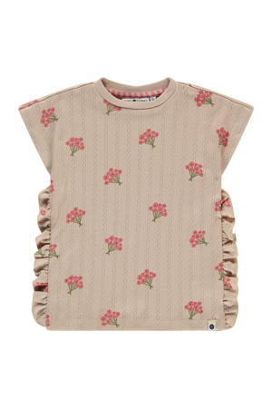 gebloemde T-shirt beige