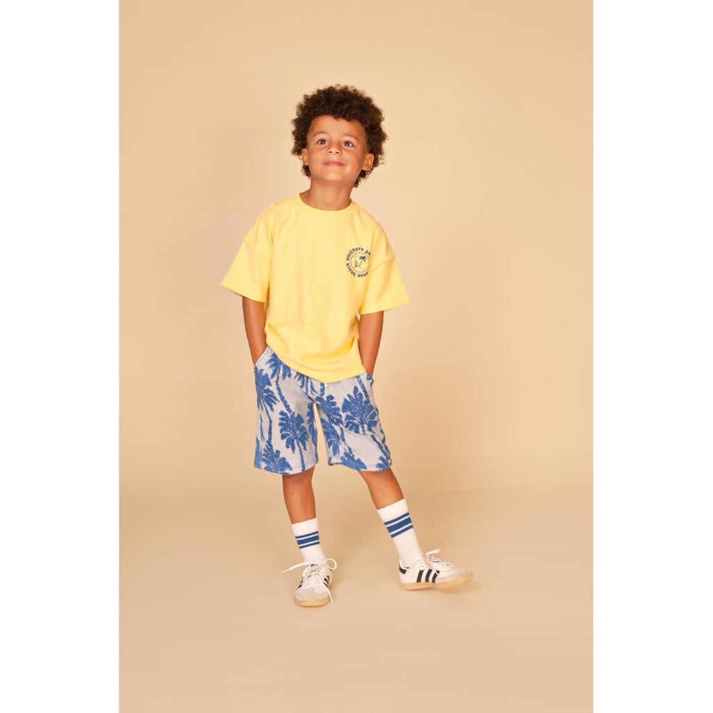 Lichtblauw en marineblauwe jongens Stains&Stories sweatshort met elastische tailleband met koord