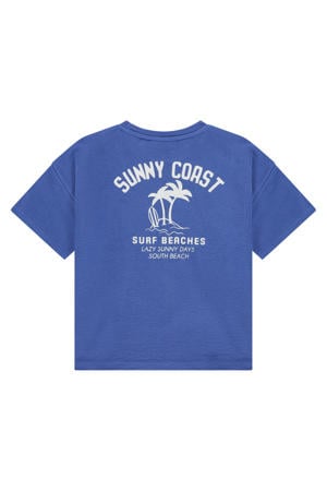 T-shirt met backprint met textuur marineblauw