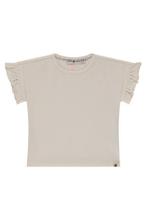 T-shirt met textuur beige