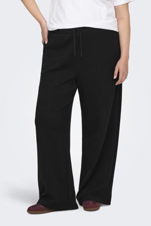 wide leg high waist casual broek zwart