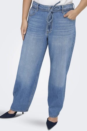 high waist straight leg jeans medium blue denim