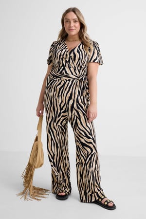 crinkle jumpsuit met zebraprint