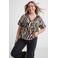 GREAT LOOKS crinkle top met strikkraag zebraprint
