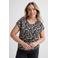 GREAT LOOKS crinkle top met bloemenprint zwart/beige