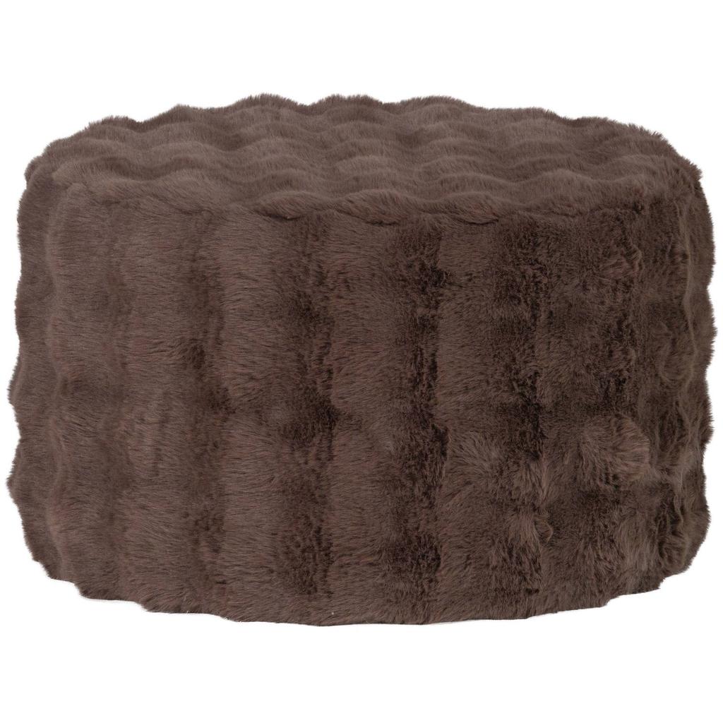 WOOOD WOOOD Olven Poef Laag - Fluffy Stof - Bruin - 36x60x60