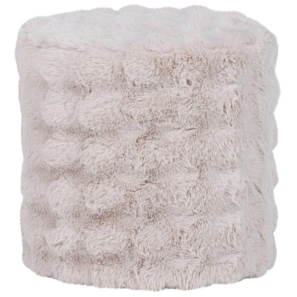 WOOOD WOOOD Olven Poef Hoog - Fluffy Stof - Naturel - 46x46x46