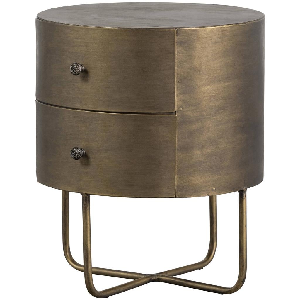 WOOOD Glossy Rond Kastje - Metaal - Antique Brass - 48x39x39