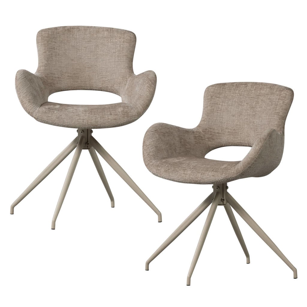 WOOOD WOOOD Eliva Eetkamerstoel - Structure Zand - Paars - Set van 2