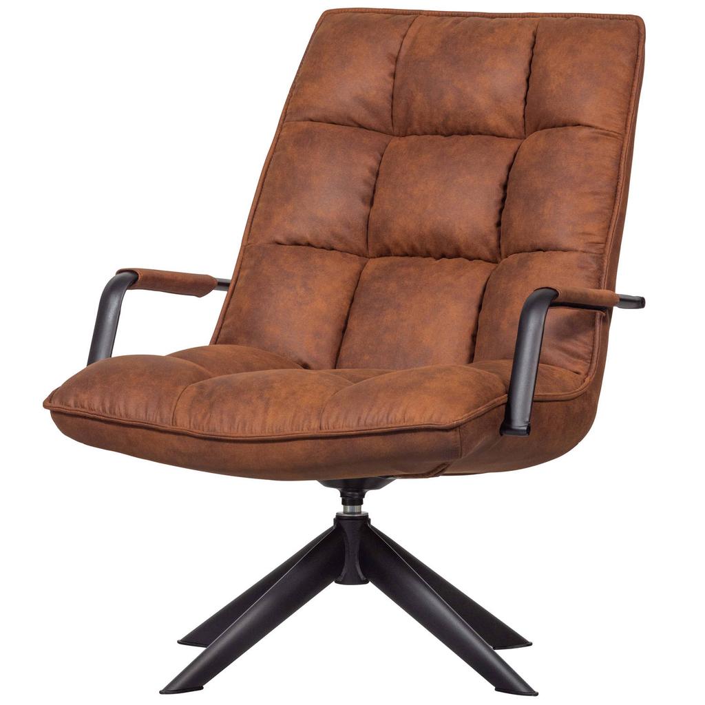 WOOOD WOOOD Jouke Draaifauteuil - Kunstleer - Cognac - 96x70x85