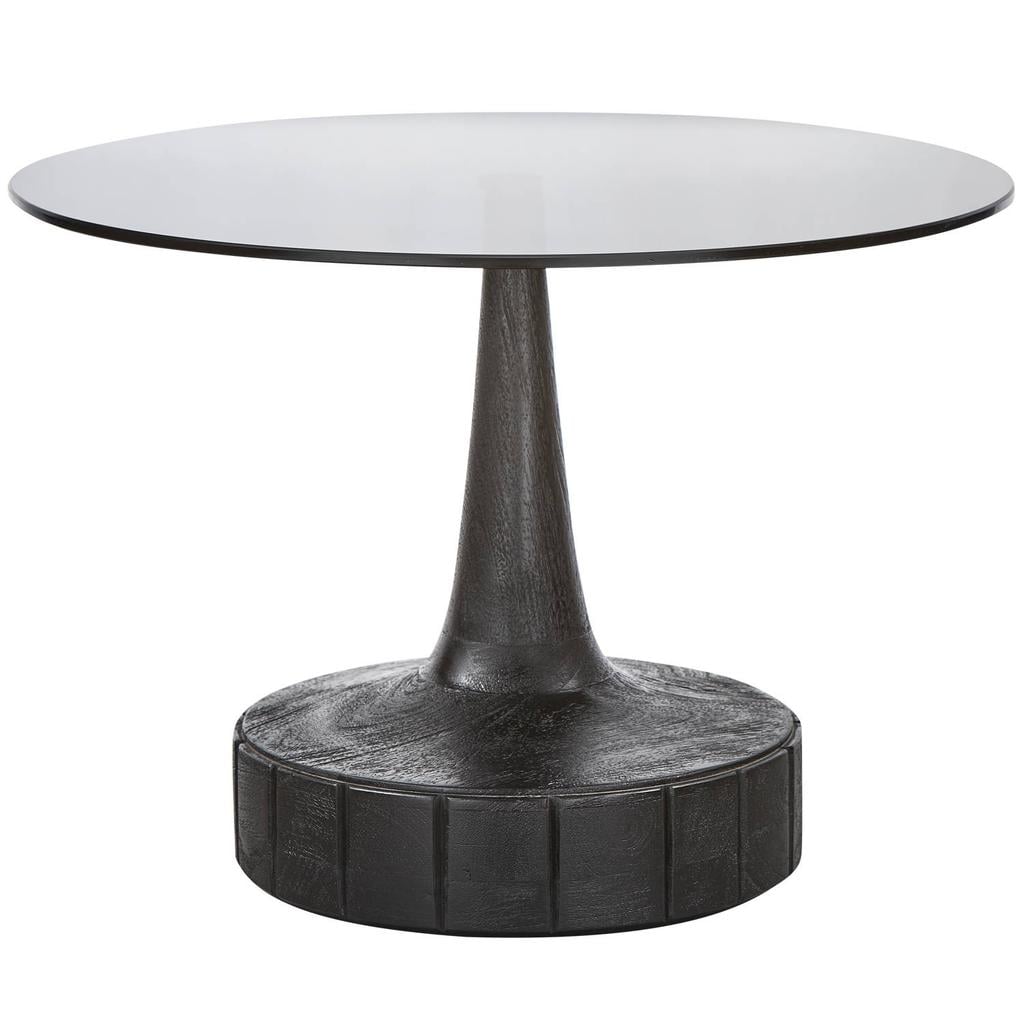WOOOD WOOOD Soya Bijzettafel - Mango Hout/Glas - Zwart - 43x60x60