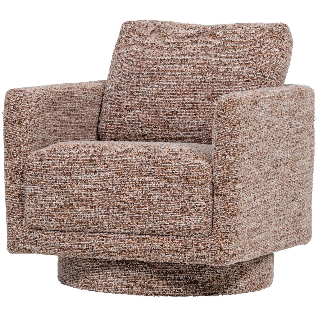 WOOOD WOOOD Oska Draaifauteuil - Melange Stof - Bruin - 64x78x79