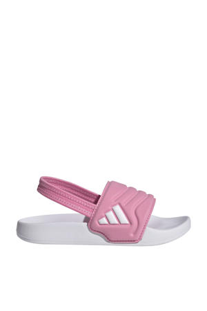 Adilette Estrap 2.0 badslippers met hielbandje roze/wit