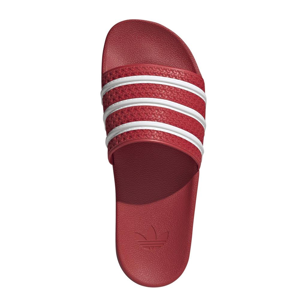 Rood en witte unisex adidas Originals Adilette badslippers van rubber