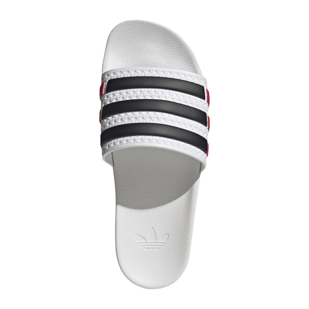 Wit, zwart en rode unisex adidas Originals Adilette OG badslippers van rubber