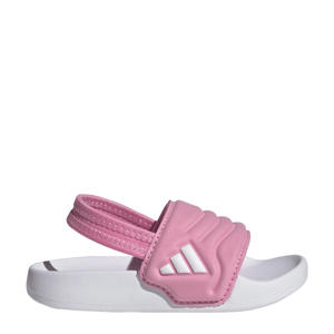 Adilette Estrap 2.0 badslippers met hielbandje roze/wit