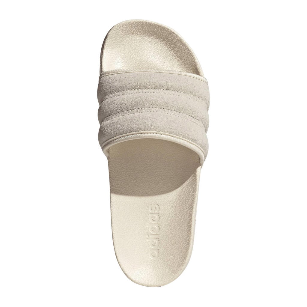 Ecru unisex adidas Sportswear Adilette leren slippers van rubber