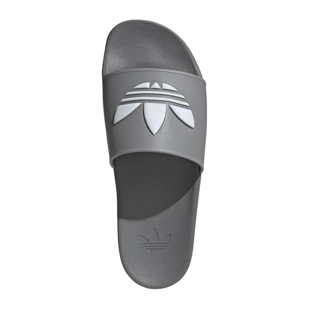 Grijs en witte unisex adidas Originals Adilette OG badslippers van rubber