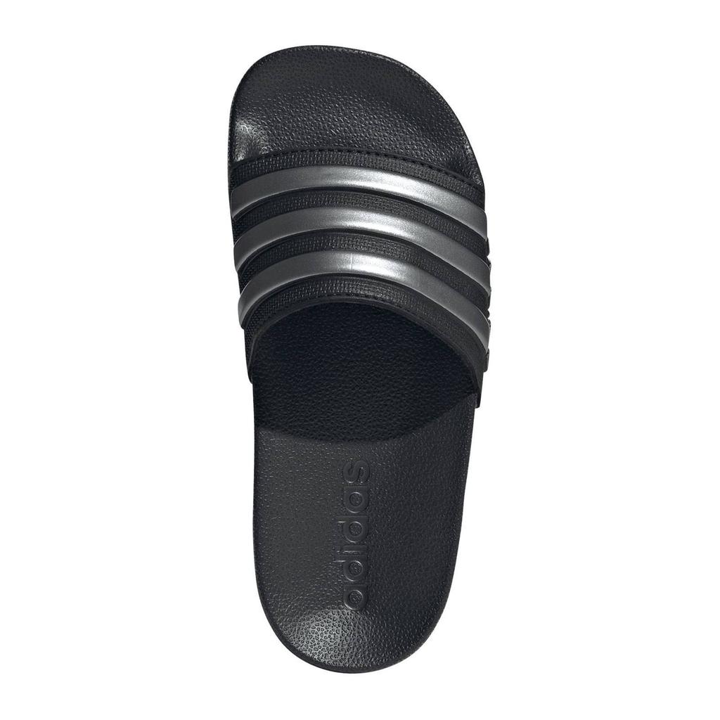 Zwart, zilver en metallickleurige jongens en meisjes adidas Sportswear Adilette Shower badslippers van enkelvoudige synthetische wreefband