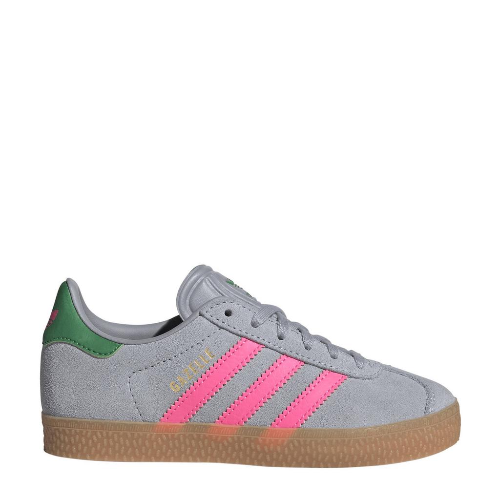 Grijs en roze jongens adidas Originals Gazelle sneakers van suede/voering:mesh/voetbed: ortholite met veters