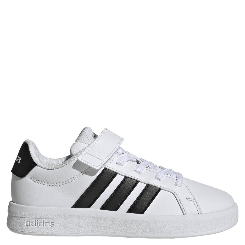 Wit en zwarte jongens en meisjes adidas Sportswear Grand Court 3.0 sneakers van imitatieleer/voering: mesh/voetbed: eva met elastische veter- met klittenbandsluiting