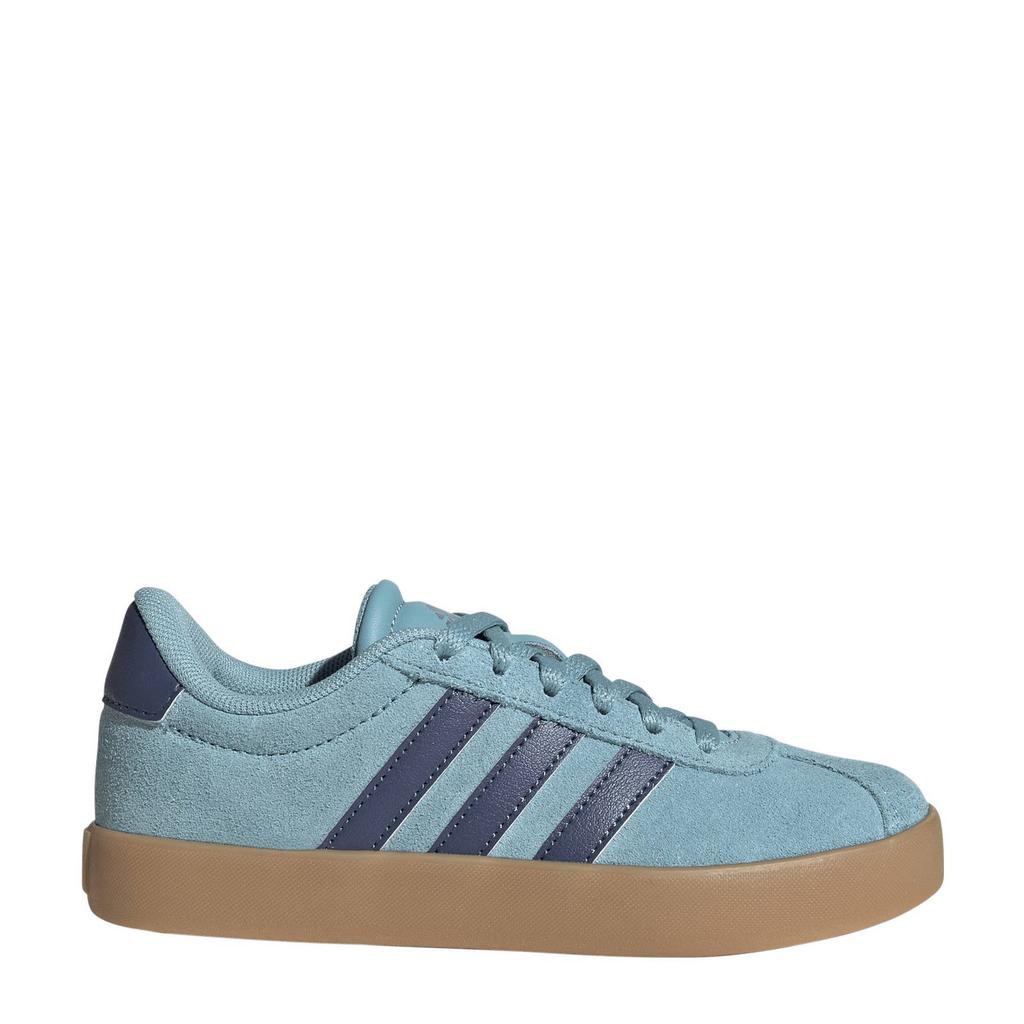 Lichtblauw en donkerblauwe jongens en meisjes adidas Sportswear VL Court 3.0 suede sneakers met veters