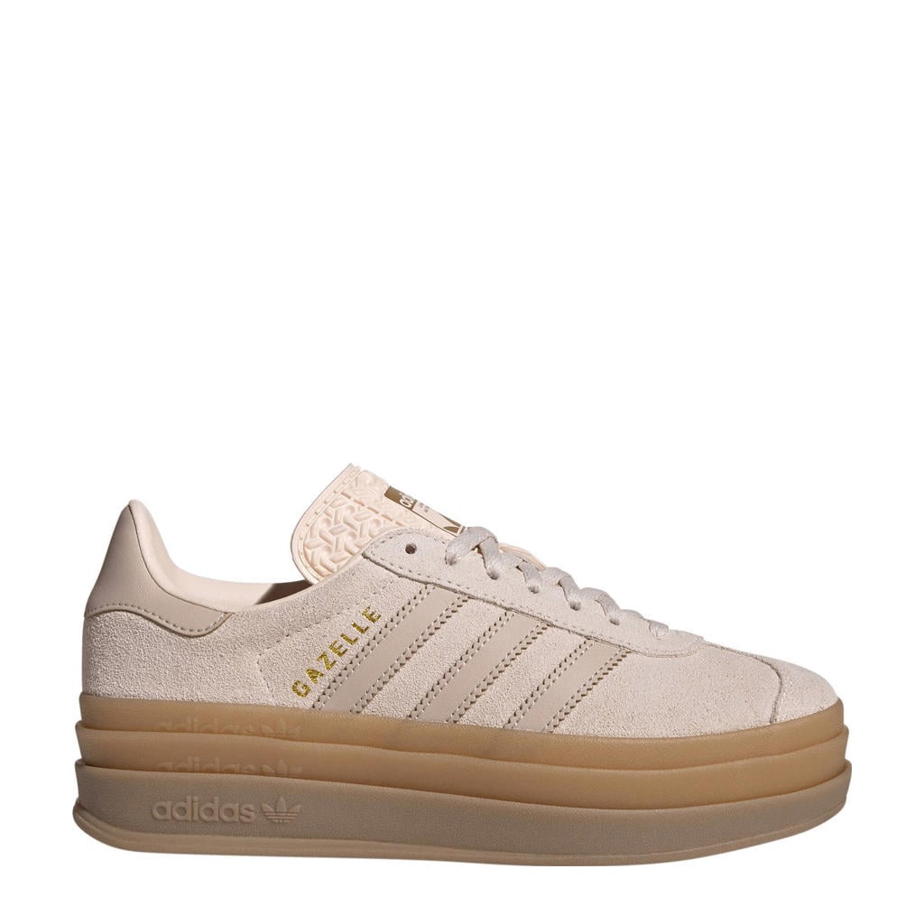 Beige en zandkleurige jongens en meisjes adidas Originals Gazelle Bold sneakers van leer-suède/voering: mesh/voetbed: eva met veters