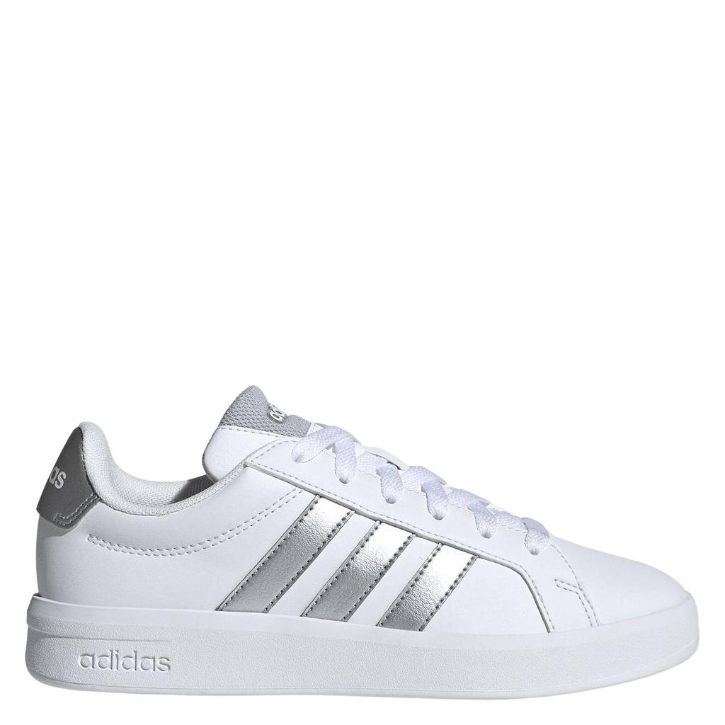 Wit en zilverkleurige jongens en meisjes adidas Sportswear Grand Court 3.0 sneakers grijs van imitatieleer/voering: mesh/voetbed: eva met veters